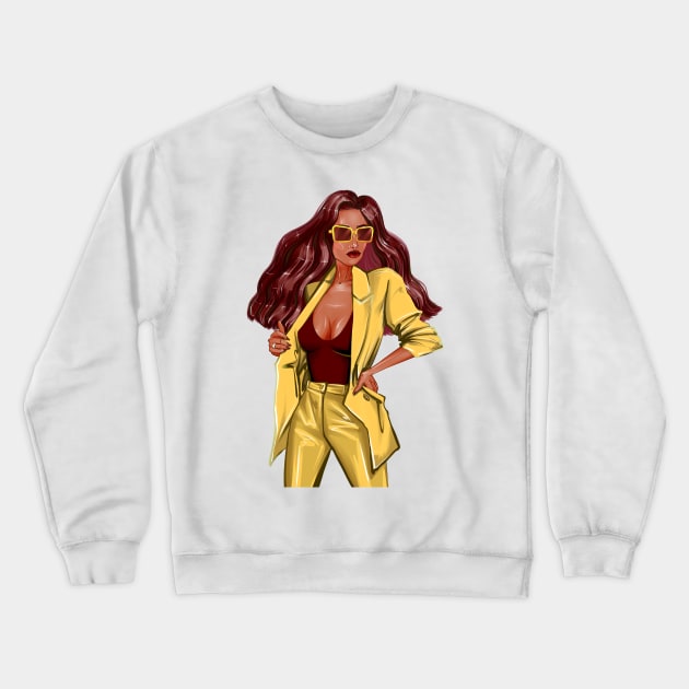 Woman in yellow jacket Crewneck Sweatshirt by ArctiumStudio